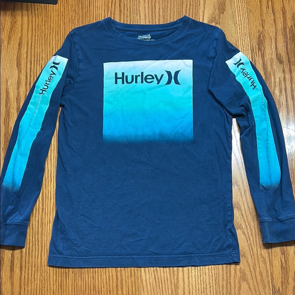 Hurley Blue Long Sleeve Tee with Turquoise Accents